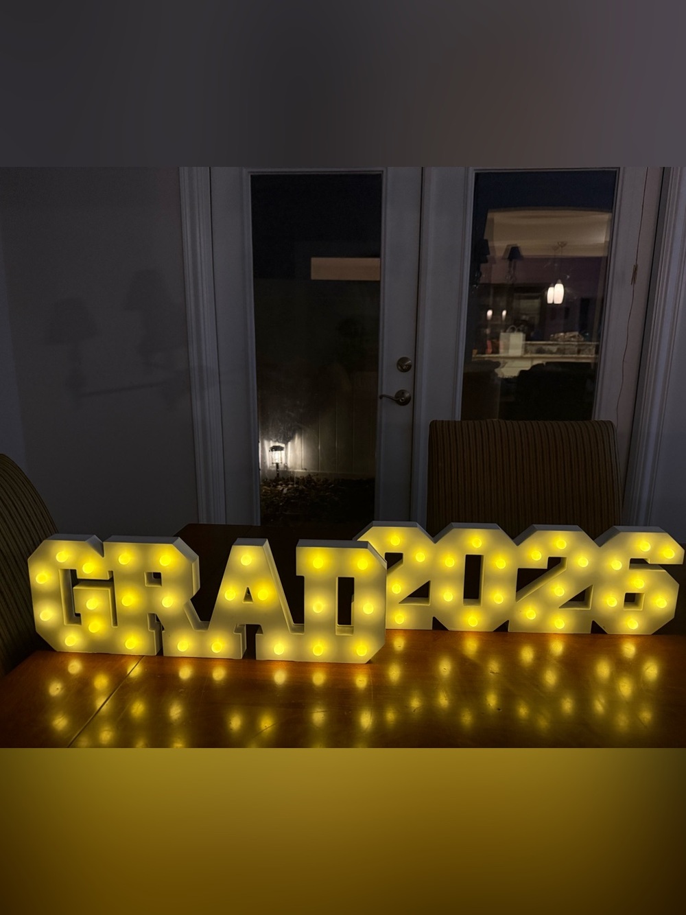 Graduation Marquee Letters 'GRAD 2026' - Illuminated Yellow LED Sign